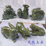 South Jade Similar Chicken Stone Handmade Twelve 12 Natural Jade Zodiac Hand-Carved Blue Dragon Gree