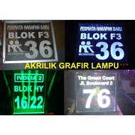 House Number 4D Acrylic LASER CUTTING Engraved Using Lights