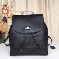 Coach Elle Pebble Leather Backpack Rucksack Drawstring Women Bag Beg Mini Black