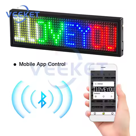LED Display APP Bluetooth Illuminated Badge Luminous Scrolling Walking Letters Adjustable Brightness