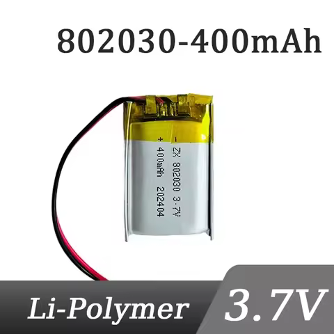 3.7V 400mAh Lithium Polymer 802030 Rechargeable Battery Li Ion Cell for MP3 MP4 MP5 GPS Bluetooth Sp