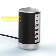 Fast Charger 65W PD3.0 + QC3.0 + 5V/2.4A + Type C + 2*USB 5V/1A Support Full Genuine