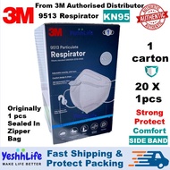 3M 9513 KN95 SIDE BAND HOOK RESPIRATOR 3M KN95 MASK 9501+ EARLOOP APPROVED PARTICULATE DISPOSABLE R