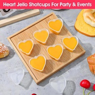 100 Sets 1.5 Oz Clear Heart Shaped Jello Cups with Lids, Small Condiment Containers, Dipping Sauce C