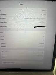 iPad Pro 12.9” 3rd gen 256gb