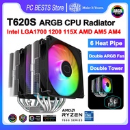 Cooler Master T620S Air-หม้อน้ำระบายความร้อนคู่ Tower 6ความร้อนท่อพัดลมระบายความร้อน CPU คู่ ARGB พัดลมทำความเย็น LGA1700 1200 115X AMD AM4 AM5