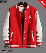 SWEATER Jaket Baseball Varsity Kancing Text putih Quality Premium //Sweater Baseball Pria/cewek
