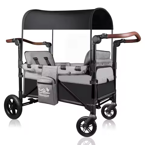2 Seaters Wagon Stroller, All-Terrain Stroller Wagon with Extra Long Extender