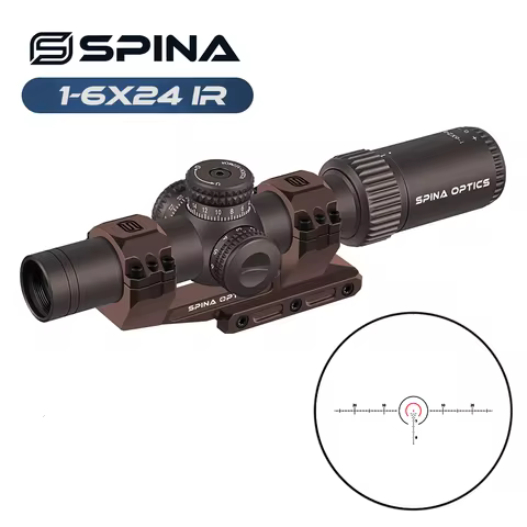 Tactical LPVO Brown 1-6x24 with Brown Scope mount Circle+dot Reticle Shooting Hunting Rifle Scope Ri