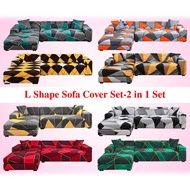 (2 PCS Sofa Cover Set)L Shape Sofa Cover Set Printed Sofa Covers L Shaped Sofa Set Cover Multi Sizes Sofa Slipcovers Furniture Covers Free Pillowcase and Foams