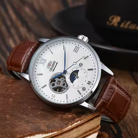 DFDG Orient Mechanical Unisex Automatic World Time Full Function Leather Strap Water Resistant Shock