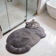 New Creative Cat-shaped Rug, Rubber Non-slip Base Mat, Absorbent Rug for Bathroom Entrance.