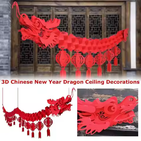 3D Chinese Paper Dragon Hanging Decoration Festival Year Garland New Lantern Ceiling Ornament For Lu
