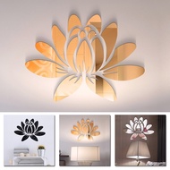 [ISHOWSG] Blooming Lotus Flower Acrylic Mirror Wall Sticker Set DIY Decal Home Mural Decor
