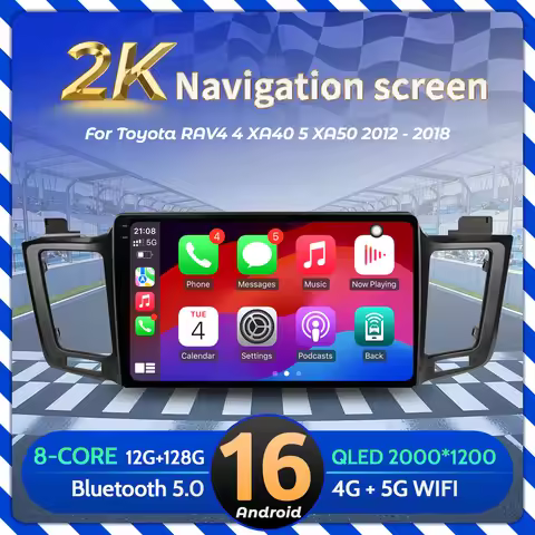 10 inch For Toyota RAV4 4 XA40 5 XA50 2012-2018 Car Radio Android 16 BT Carplay Multimedia Navigatio