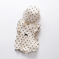 [uzfkids] Love Lotus Leaf Onesie+Bucket Hat Baby Onesie Baby Onesie Bow Onesie