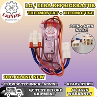 LG / ELBA REFRIGERATOR DEFROST THERMOSTAT &amp; THERMOFUSE Freezer Spare Parts (Peti Sejuk) 6 PIN SOCKET