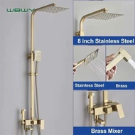 Brushed Gold Shower Set 304 Stainless Steel Nozzle Handheld Spray Shower Shower Set
