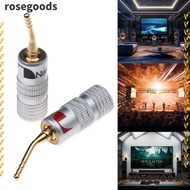ROSEGOODS1 Nakamichi Banana Plug, Pin Screw Type Gold Plated Musical Sound Banana Plug, Black&amp;Red  Banana Connectors Plugs Jack Speaker Wire Cable Connectors