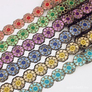 Ready Stock Colorful Cloud Embroidery Sequin Lace Ethnic Style Accessories Fabric Embroidery Lace DI