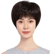 Wanita wig rambut pendek ibu usia tengah dan wanita tua rambut gaya manusia rambut nyata sutra kepal