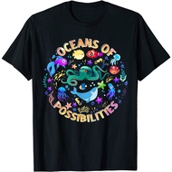 Cute Oceans of Possibilities Summer Reading Sea Creatures T-Shirt Size S-5XL tops tee