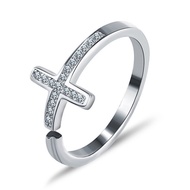 Factory Goods Cross S925 Ring Cross-Border Ring Female Inlaid Zircon Hip Hop Fashion Sterling Silver