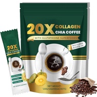 Fitgum Collagen 20x Chia Coffee, Contains Chia Seeds, Wolfberry - 10 Packs/Bag (1bag)