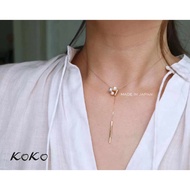 rainbow color akoya pearl diamond pendant adjustable Y shaped necklace, Japanese seawater pearl