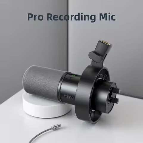 FIFINE Dynamic USB/XLR Microphone with Gain Knob/Touch-mute/Headphone Jack,Recording Mic for PC Soun