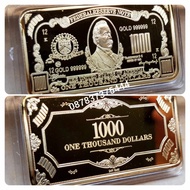 Souvenir gold bar replika emas batangan 1000 dollar amerika usd