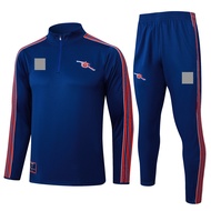 2025-2026 Arsenal Sweatshirt Long Sleeves Football Tracksuits Blue Half Zipper Shirt（Retro Version）,