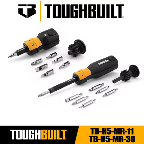 TOUGHBUILT TB-H5-MR-11 TB-H5-MR-30 9-Piece Bi-material Handle Ratcheting Screwdriver Hand Tools Toug