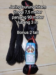 COD jaring burung hitam tinggi 75 meter panjang 90 meter lubang 3 in bonus tali cocok untuk burung tekukur kuntul mandar kelelawar dll