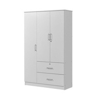 Wonderful 3 Door 2 Drawer Wardrobe with Keylock White Color Kayu Almari Baju 3 Pintu 2 Laci Rak Baju Putih Warna Cabinet