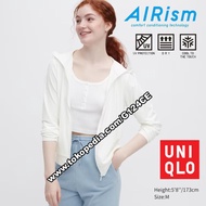 JAKET WANITA UNIQLO AIRism HOODIE UV CUT MESH 188210 PUTIH WHITE