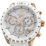 二手精工 (SEIKO) SBXC004/5X53-0AC0 Astron 11鑽腕錶，鍍金/皮革/陶瓷/鈦金屬錶殼，太陽能電波校時，白色錶盤/白色皮錶帶，女士款