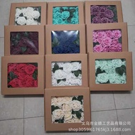 European Style Boxed 25 Pieces Simulation Flower pe Rose Head 8cm with Rod Wedding Valentine's Day C
