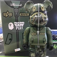 Bearbrick × BAPE PLAY - Camouflage Shark Pilot Ver. 400% 28 cm Gear Joint Electroplated High Quality Action Figures / Toy / Collection / Gift / Lzkail.sg