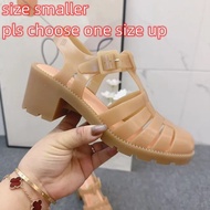 2023 Autumn New Melissa Womens Thick Heels Roman Sandals Fashion High Heel Sandals Baotou Retro Jelly Shoes Beach Shoes Female