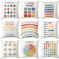 Rainbow Pillow Cover Plush Alphabet Couch Pillow Case 45x45 CR030