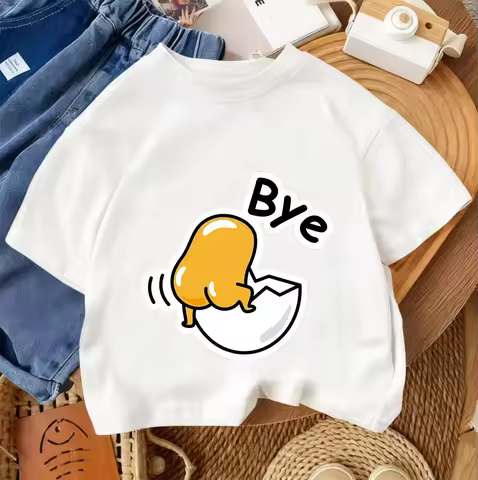 Kawaii Casual Kids Tee Cute Cartoon Graphic Summer Street Style Shirt Gudetama 3 14 Years