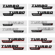 2pcs Car Letters Fender Trim Badge Turbo 4matic Plus Emblem Sticker For Mercedes AMG A45 CLA45 C117 