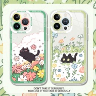 For OPPO A18 A7 A5S A12 A31 A9 A3S A52 A60 A57 A38 A53 Silicone Phone Case Cat Flower D399