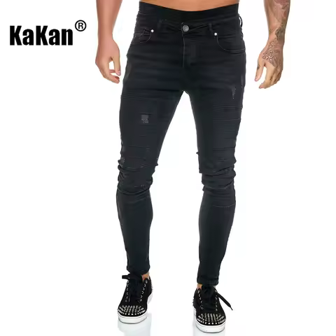 Kakan - New Men's Motorcycle Men's Small Leg Jeans, Y2k Tight Jeans, Jeans Man Brand