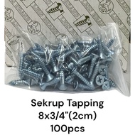 HARGA /DUS F+AB TAPPING SEKRUP KAYU 8x3/8 8x1/2 8x5/8 8X3/4 8X1 8X11/4 8X11/2 8X2 8X3 TAPING