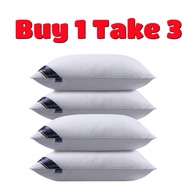 【ซื้อ1 แถม 3】1000G Hilton Pillow หมอนหนุนใบใหญ่ หมอนขนห่าน 100% มีผ้าฝ้ายไหมขนนก ต้านเชื้อแบคทีเรียก