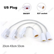 23cm 43cm 53cm AC 110V 220V E27 US plug Lamp Bulb Flexible Light Bases Holder Switch Adapter power S