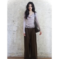 เสื้อถักคอวีแขนยาวผู้หญิง ดีไซน์ Yuyin ฤดูใบไม้ร่วง 2025 คุณภาพสูง ดีไซน์เก๋ไก๋ แขนยาว คอวี ผ้าถักลา