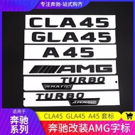 Glossy/Matte Black Mercedes Benz refit A45 AMG logo CLA45 GLA45 TURBO 4MATIC Car 3D ABS Trunk Letter